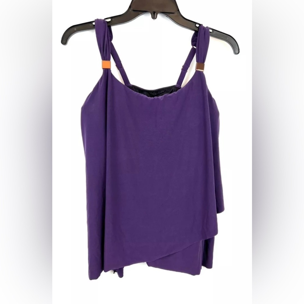 Miraclesuit Women’s Purple Razzle Dazzle Underwire Tankini Top Size 8